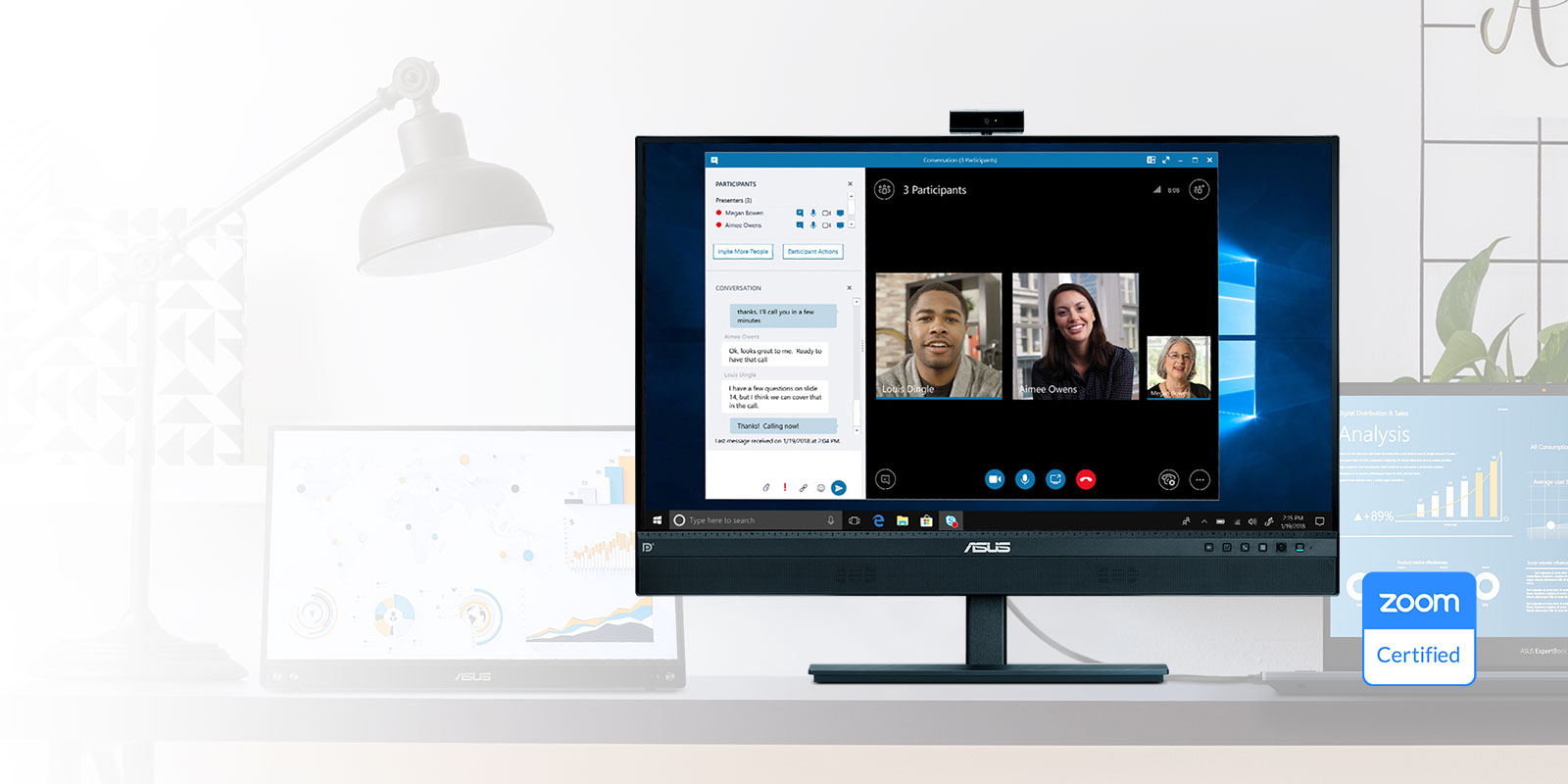 Webcam Monitor BE24ECSNK on the desk in the home office and show bullet features