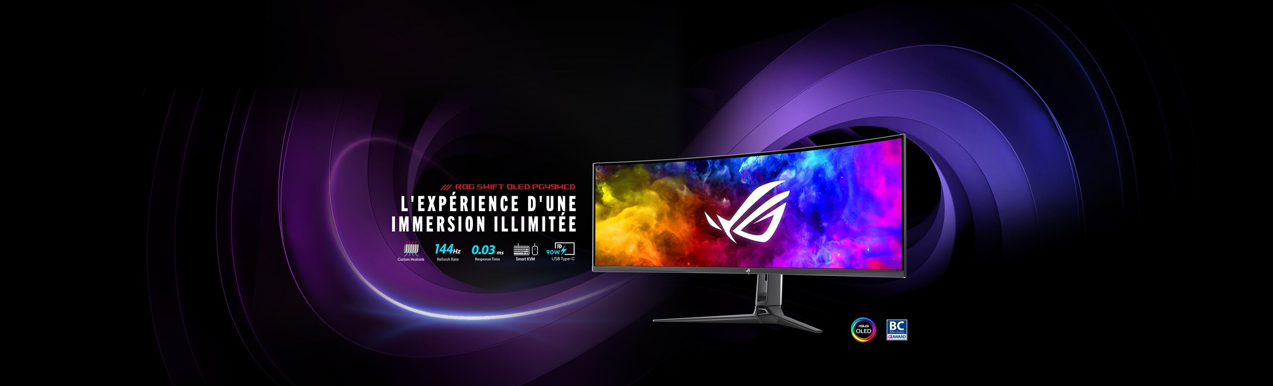 Image of a ROG Swift OLED PG49WCD monitor