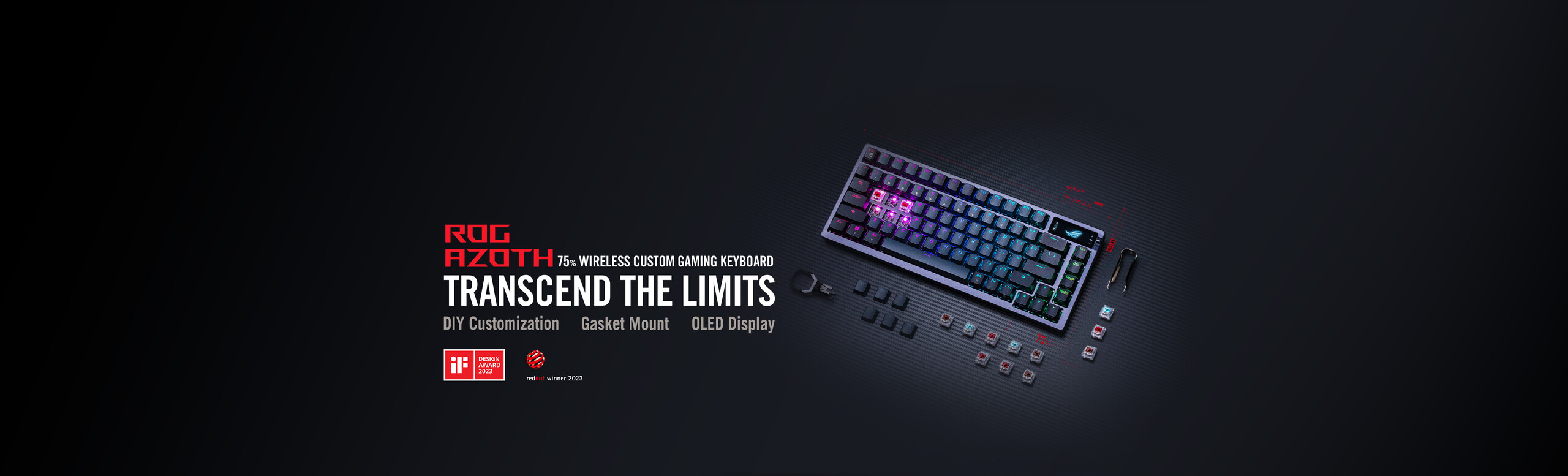 ROG Azoth gaming keyboard with 75 keyboard form factor