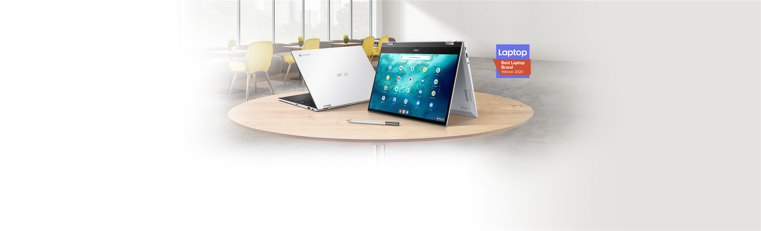 ASUS Chromebook Flip CX5 – ισχυρός φορητός υπολογιστής για παραγωγικότητα και ψυχαγωγία, με υποστήριξη stylus και λειτουργία tent.