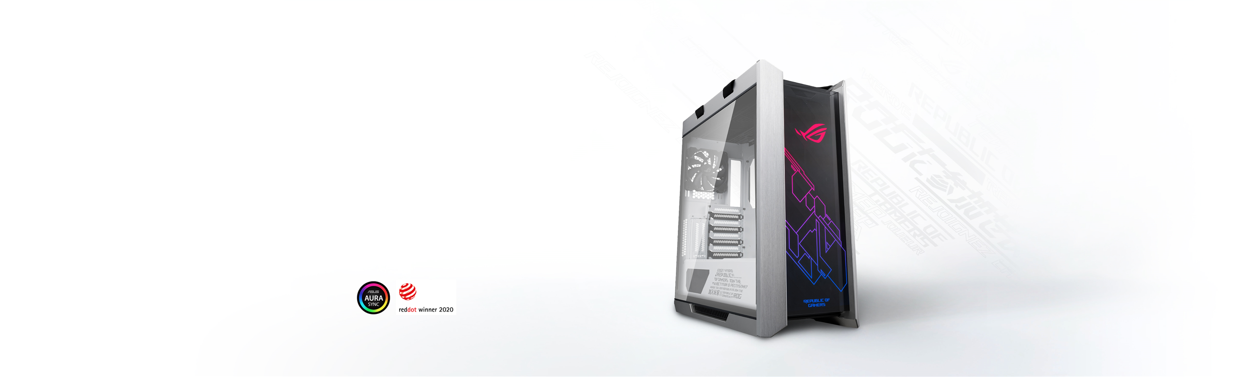 L'immagine mostra il case per PC ROG Strix Helioses White Edition