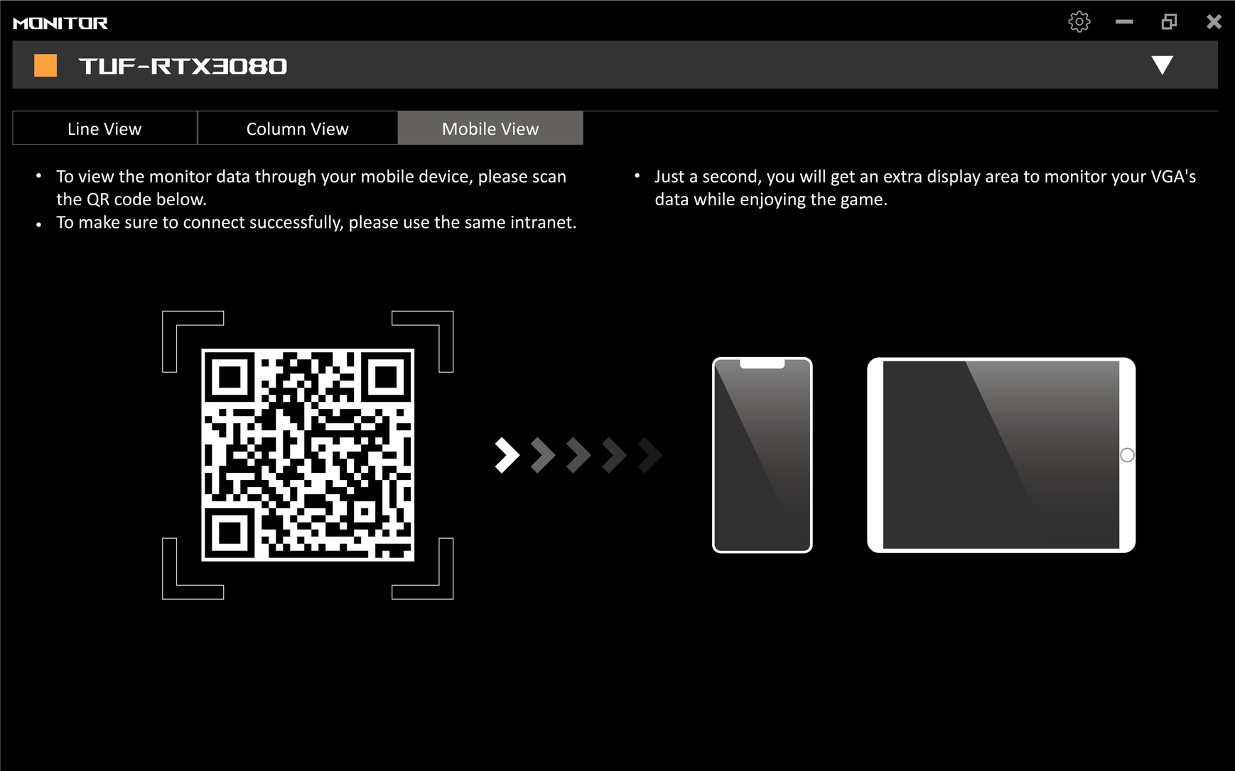 ASUS GPU Tweak III monitor mobiles view interface