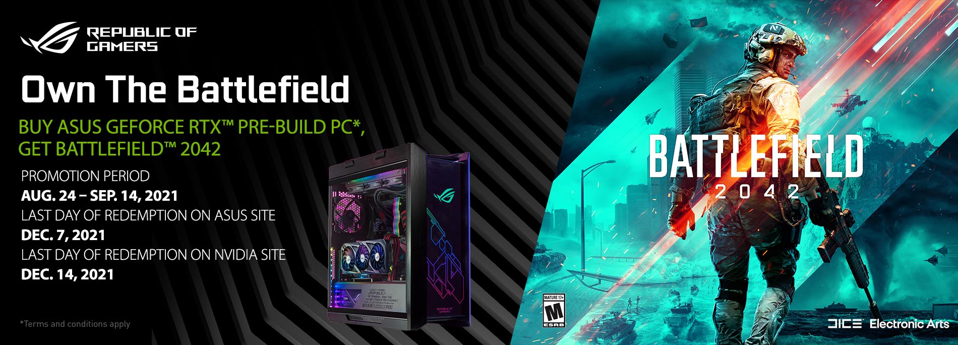 【買RTX™ 3070 / 3070 Ti / 3080 / 3080 Ti / 3090系列顯示卡PBA 套裝】送熱門遊戲《Battlefield™ 2042》