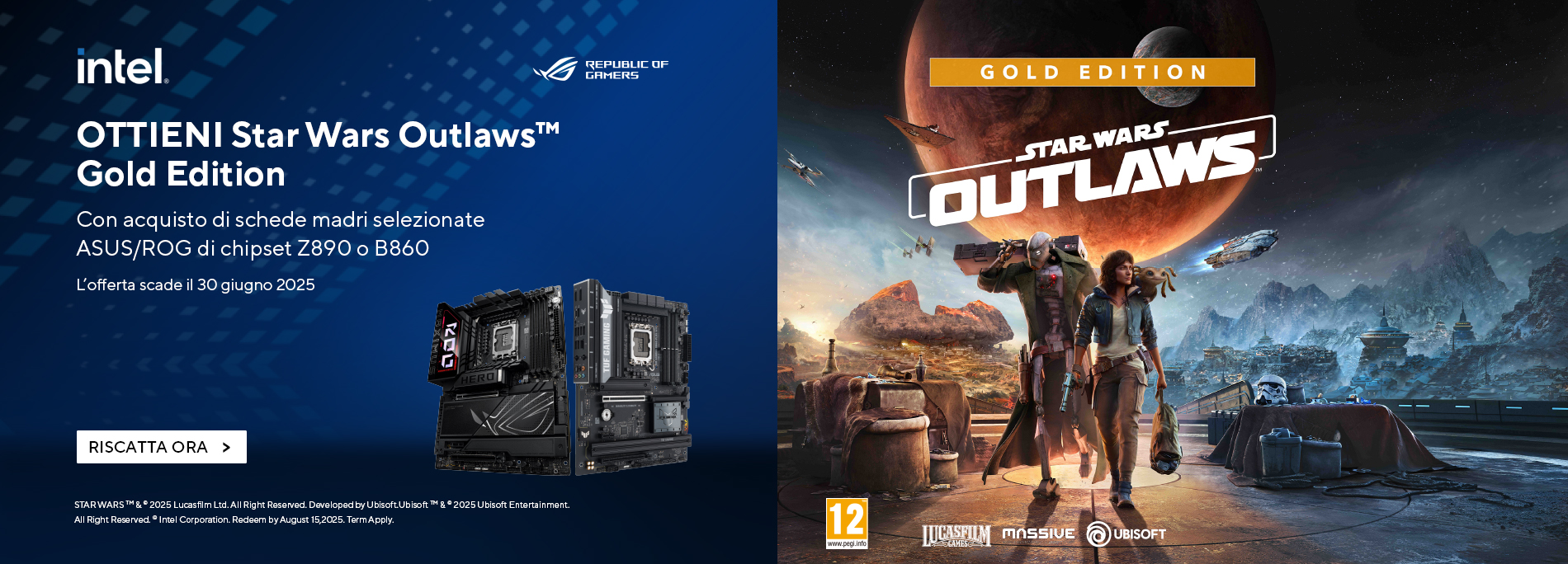 [ASUS x Intel] Riscatto del codice di gioco di Star Wars Outlaws Gold Edition