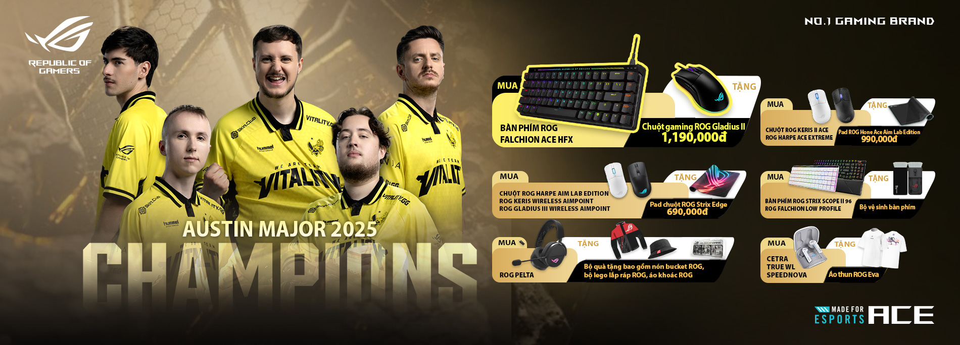 CƠN BÃO ROG: MỪNG VITALITY VÔ ĐỊCH AUSTIN MAJOR 2025 - NÂNG CẤP GEAR ROG, NHẬN NGAY QUÀ!