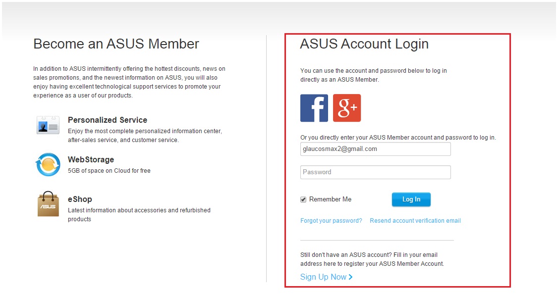 Sign in as an ASUS member, please register as a member if you are not ASUS member.