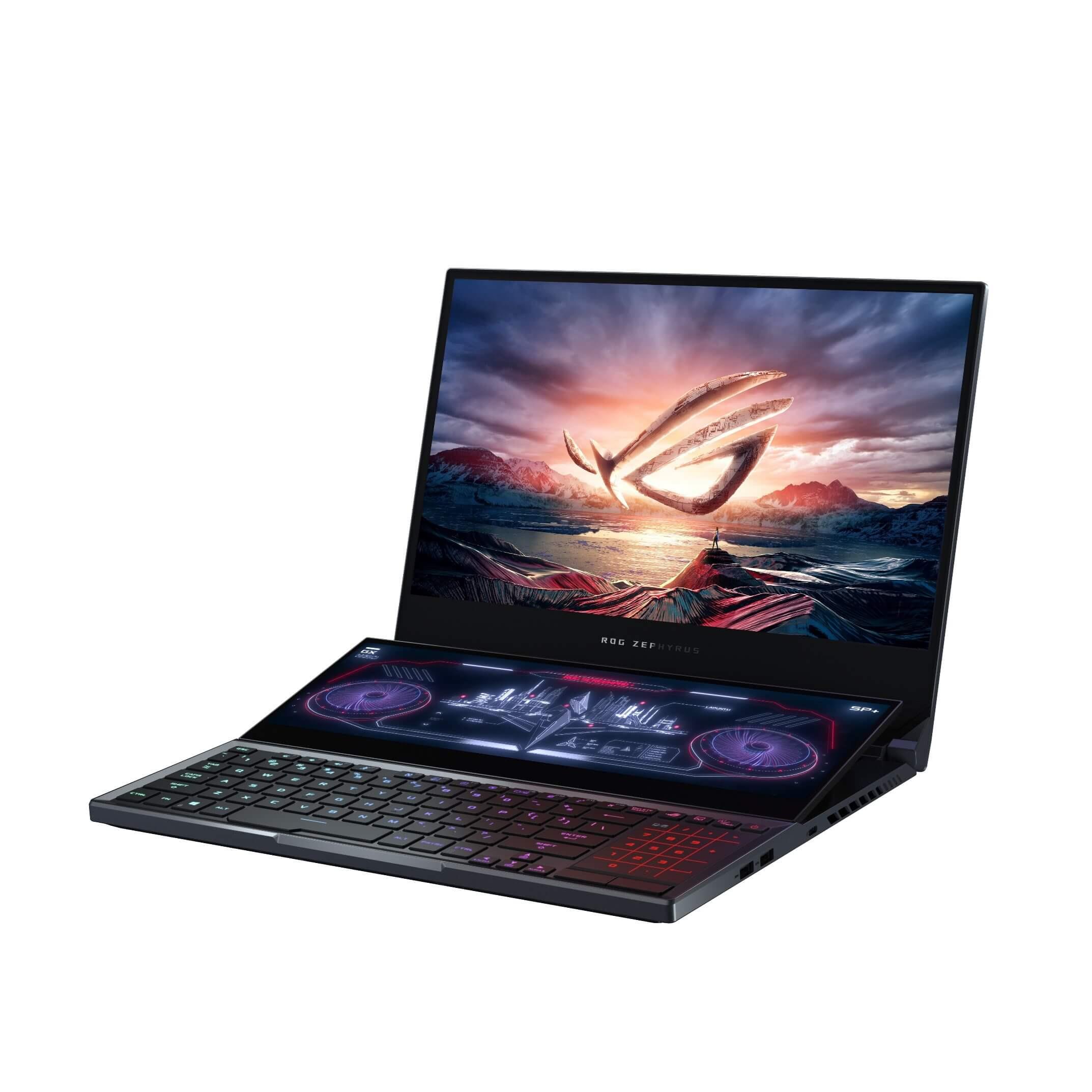 An opened ROG Zephyrus Duo 15 Laptop