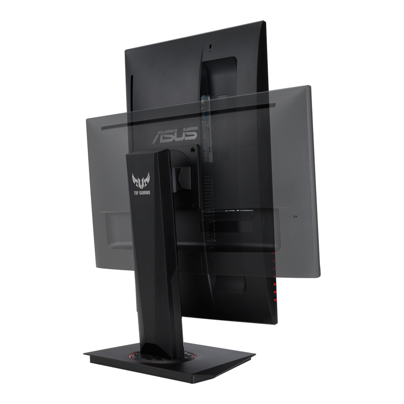 TUF Gaming VG249Q, rear view, showing the pivot angles