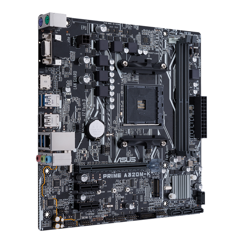 PRIME A320M-K/CSM motherboard, right side view 
