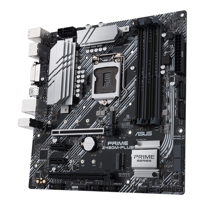 PRIME Z490M-PLUS front view, 45 degrees