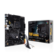 TUF GAMING B550-PLUS (WI-FI) front view, 45 degrees, with WiFi antenna and color box