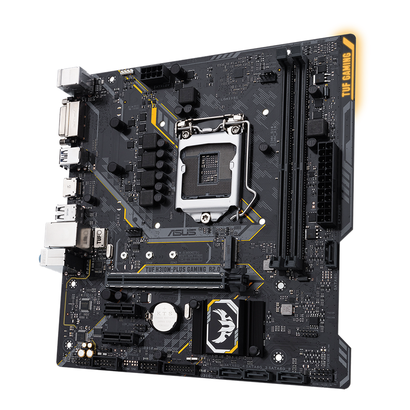 TUF H310M-PLUS GAMING R2.0 front view, 45 degrees
