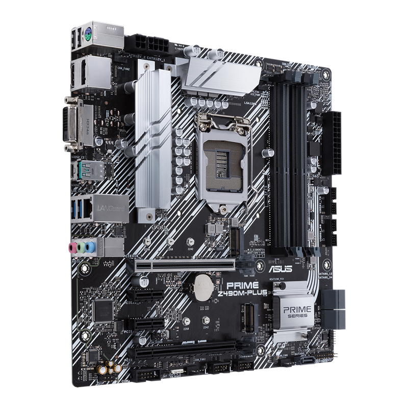 PRIME Z490M-PLUS front view, 45 degrees