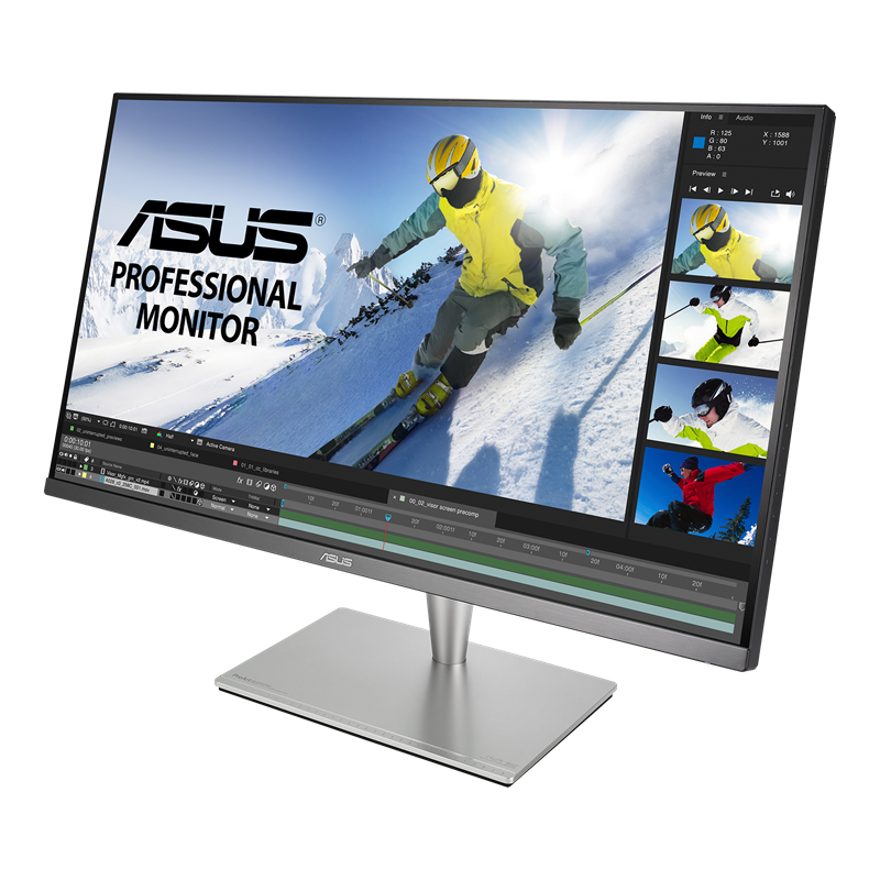 ProArt Display PA32UC, front view, tilted 45 degrees