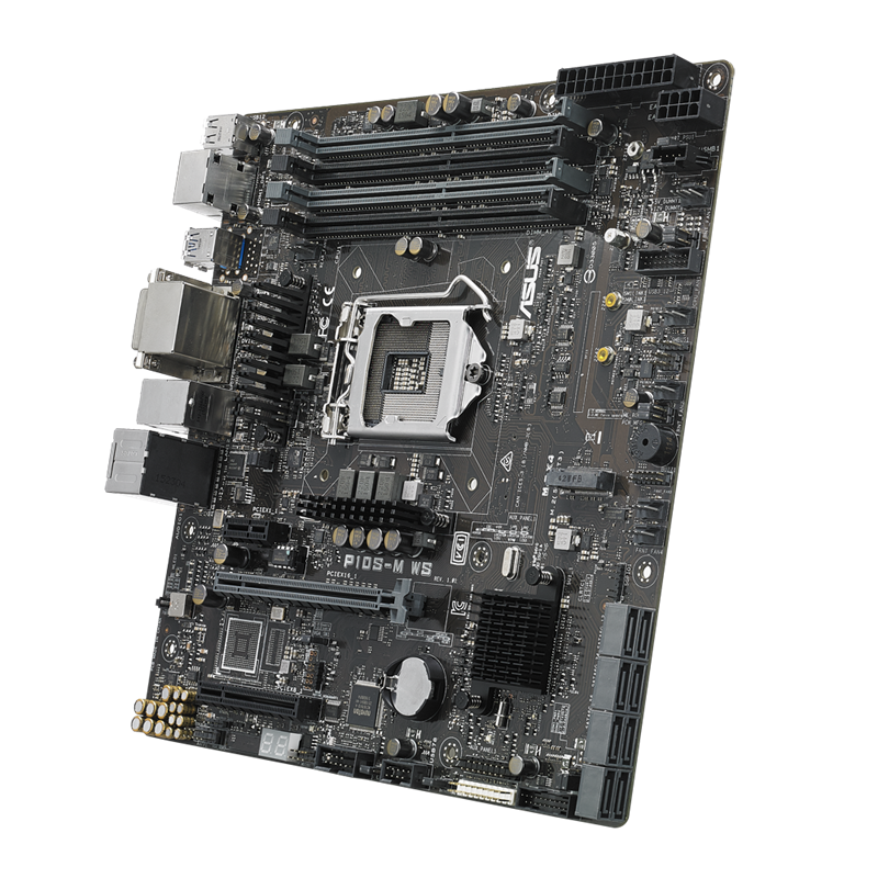 P10S-M WS motherboard, left side view