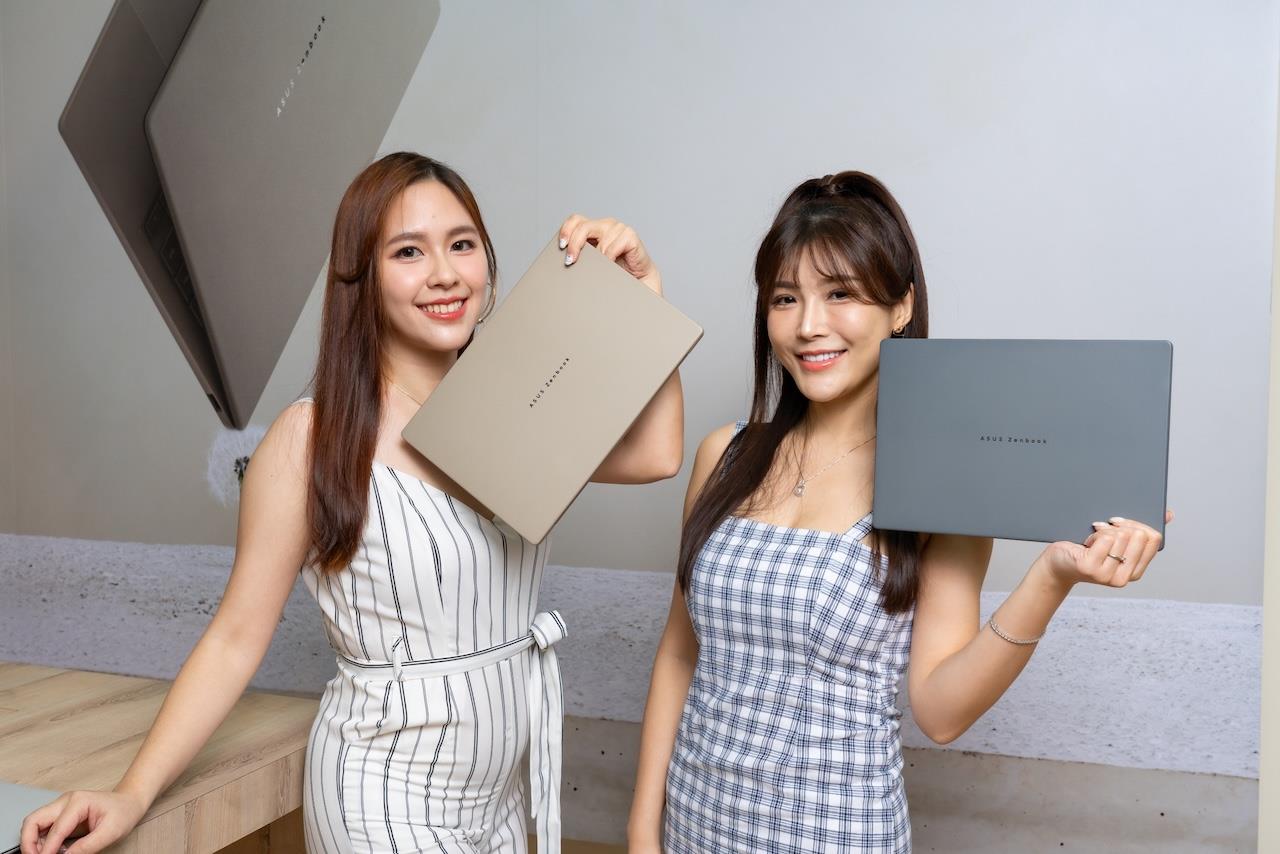 ASUS Zenbook A14 (UX3407)輕如雲朵僅899克起,提供沙暮金與冰岩灰兩款典雅配色 。