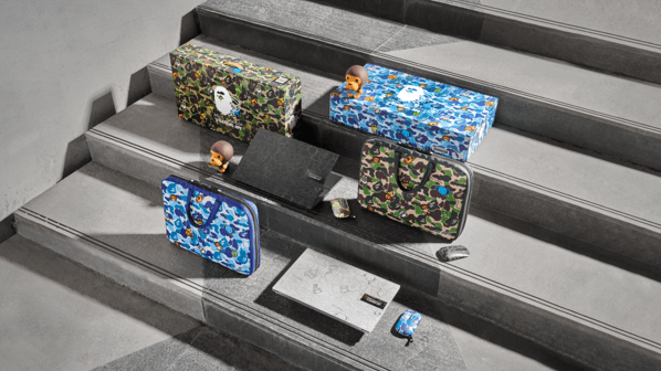 BAPE laptops artistically arranged