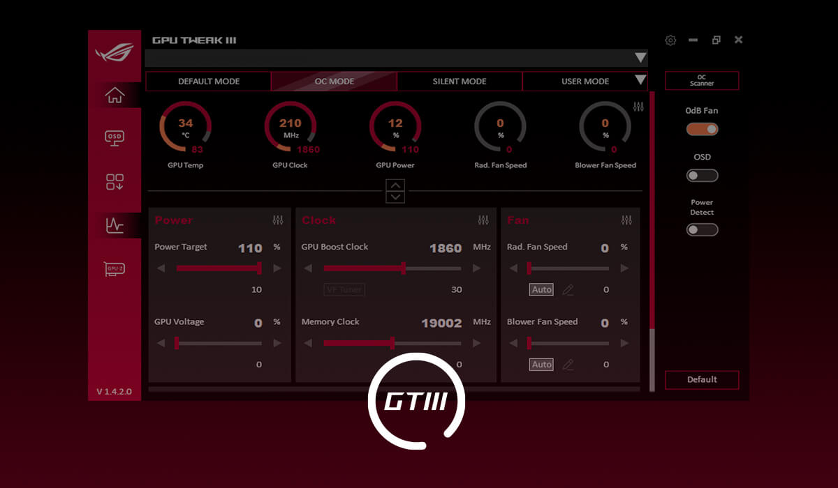 Interface GPU Tweak III