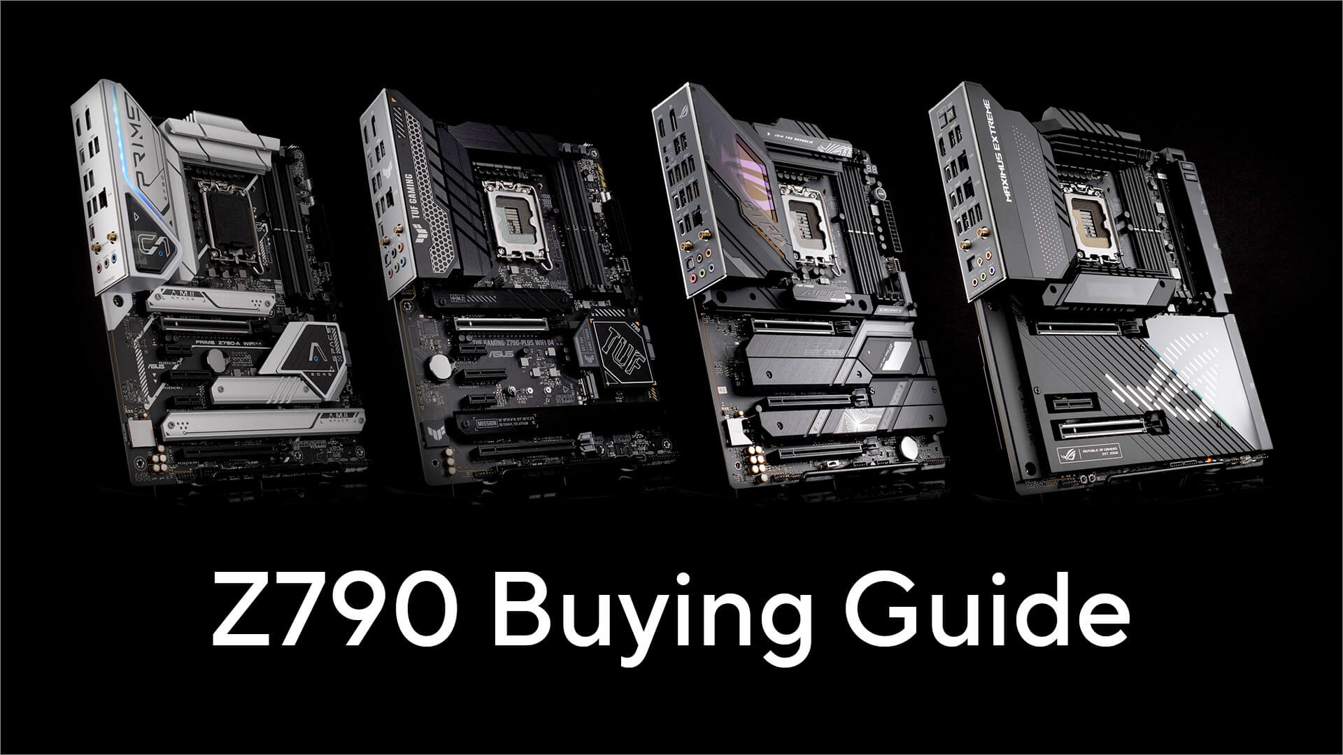 Obrázek se čtyřmi základními deskami ASUS & ROG Z790