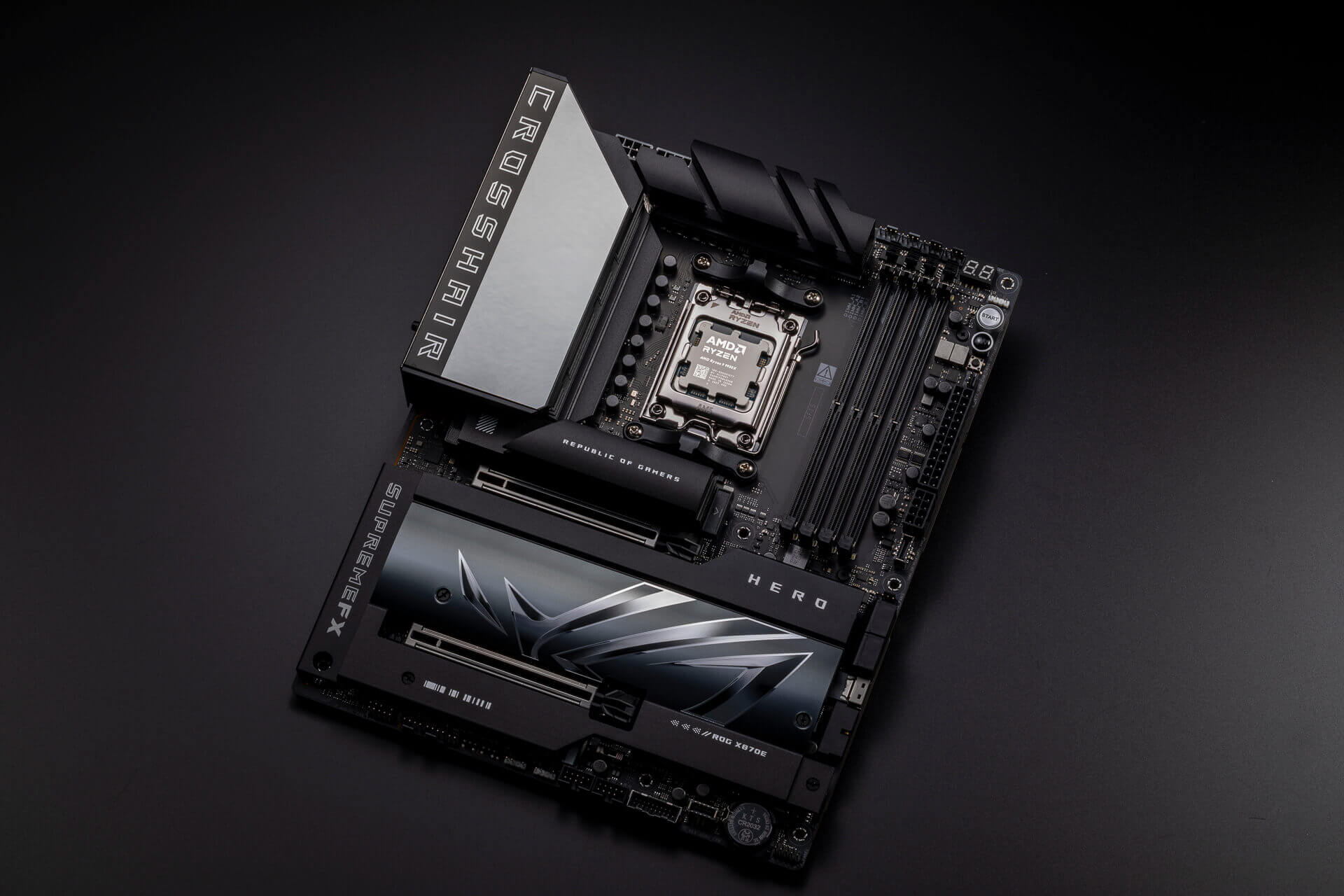 Banner A ROG Crosshair X870E Hero impulsiona o AMD Ryzen 9950X para 7.54GHz e cinco recordes globais de primeiro lugar