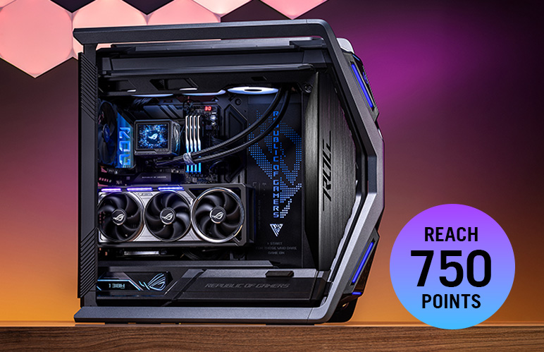 Dream PC Wish List. Reach 750 Points badge, Try Now button on black background