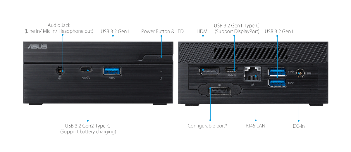 ASUSPRO PN60-Business mini PC- hdmi- USB 3.1- serial port and ASUSPRO PN60-Business mini PC-ODD-Wirelss Antenna