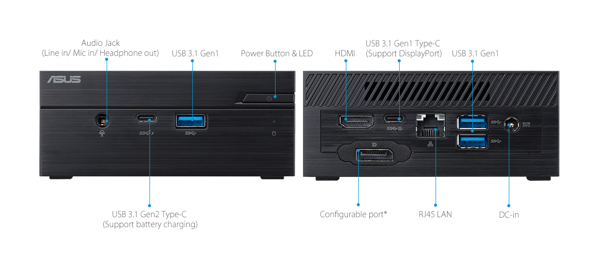 ASUSPRO PN60-Business mini PC- hdmi- USB 3.1- serial port and ASUSPRO PN60-Business mini PC-ODD-Wirelss Antenna